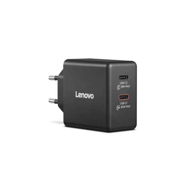Cargador Usb Gan Lenovo 40aw065beu 65w Pd 2xusb-c Negro