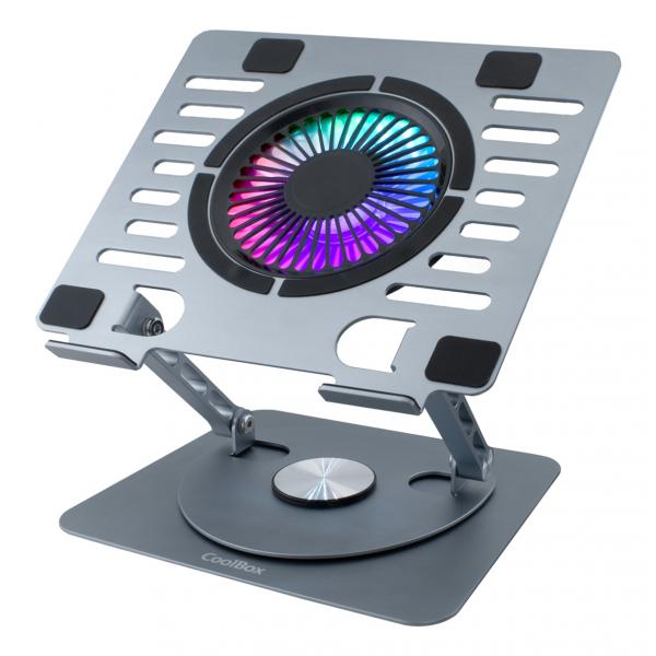 Base De Refrigeracion Para Portatiles Coolbox Coolair 1vrgb Hasta 17" 1 Ventilador Rgb 360 Alumino