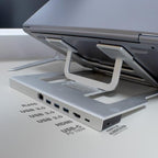 Soporte de portatil coolbox con dock 1xhdmi 4k 30hz 1xusb-c pd 100w 3xusb-a 1xrj45