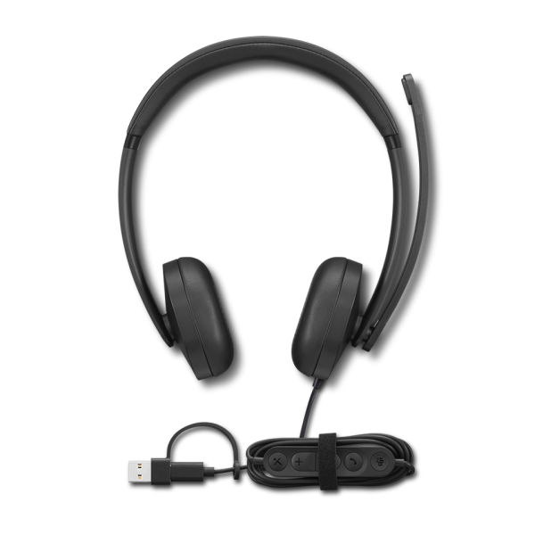 Headset Lenovo Wired Voip Headset 5000 Negro Con Microfono Usb-c Usb-a Teams
