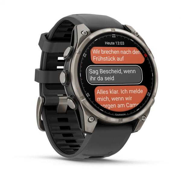 Garmin Fenix 8 Pro 47 mm Zafiro Gris Titanio Correa Silicona Negro 1,4 pulgadas AMOLED 27 días 10ATM Smartwatch