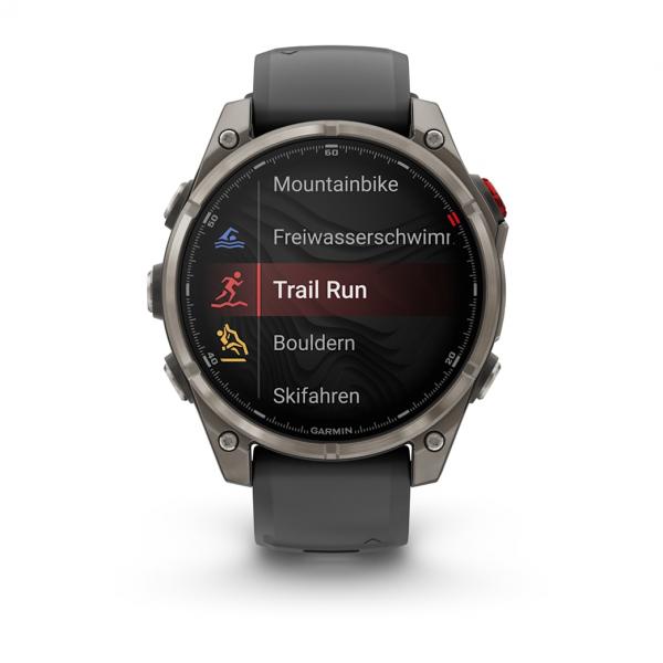 Garmin Fenix 8 Pro 47 mm Zafiro Gris Titanio Correa Silicona Negro 1,4 pulgadas AMOLED 27 días 10ATM Smartwatch