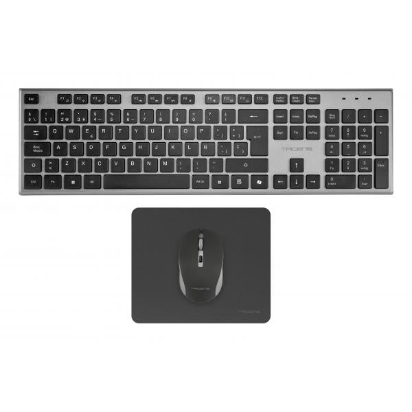 Teclado Mouse Y Alfombrilla Wireless Tacens Zenith Low Profile Tecla Copilot 3200dpi Color Negro