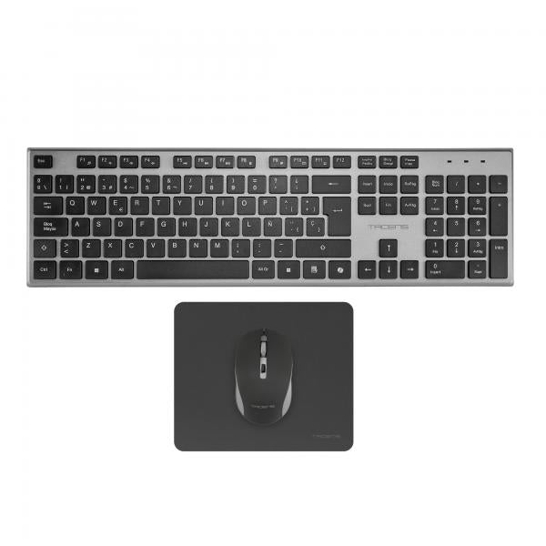 Teclado + Raton Tacens 6zenithfr Inalambrico Gris Frances + Alfombrilla