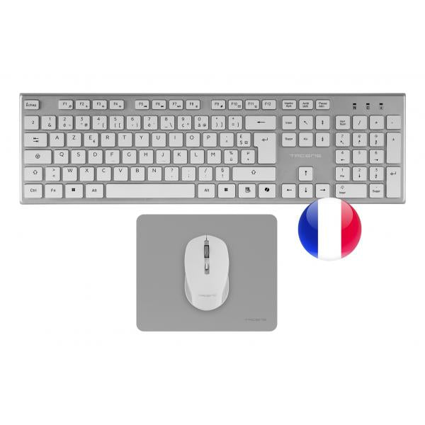 Teclado Mouse Y Alfombrilla Wireless Tacens Zenithwfr Low Profile Tecla Copilot 3200dpi Blanco