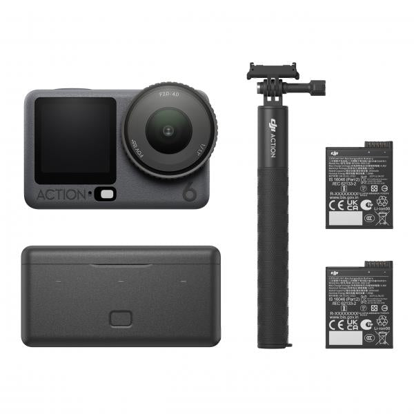 DJI Osmo Action 6 Adventure Combo 4K 120fps RockSteady 3.0 sumergible 20 m WiFi 1950mAh Cámara deportiva
