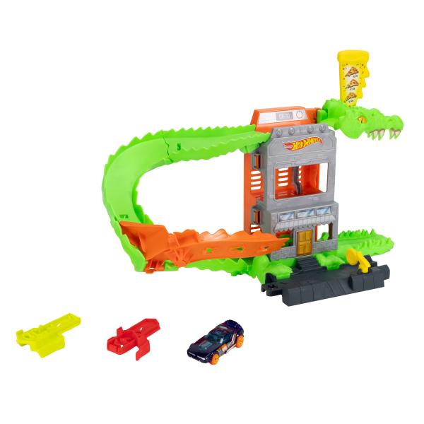 Pista Coches Ataque De Cocodrilo Hot Wheels City