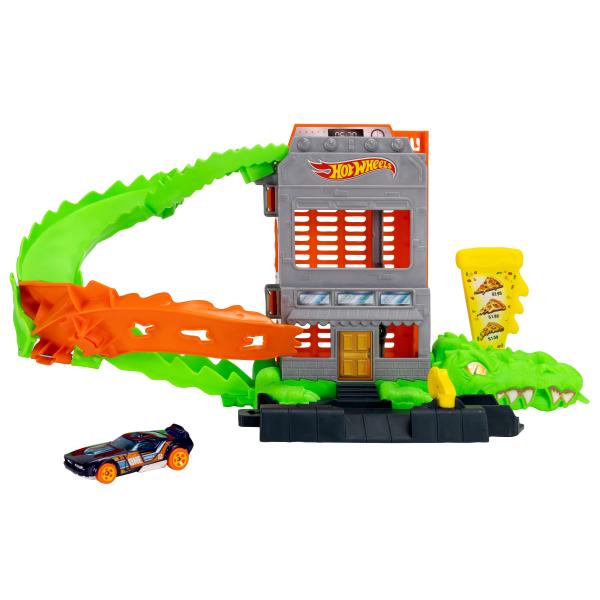 Pista Coches Ataque De Cocodrilo Hot Wheels City