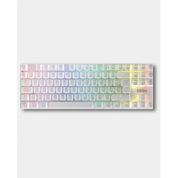 Pack Gaming con Cable KROM Klass TKL Layout - Teclado  Ratón ptico  Auriculares con Micrófono  Alfombrilla  Retroiluminado Blanco