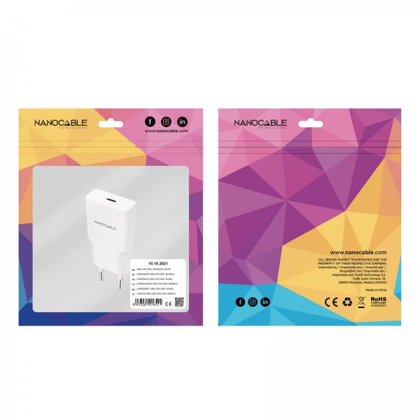 Cargador De Pared Nanocable 10.10.2021/ 1Xusb Tipo-C/ 20W/ B