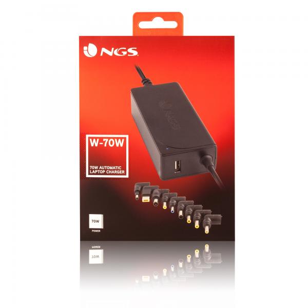 Cargador Universal De Portatil Ngs W-70 Automatico 70w 9 Tips