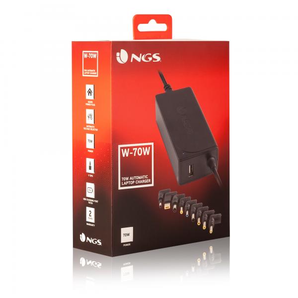 Cargador Universal De Portatil Ngs W-70 Automatico 70w 9 Tips