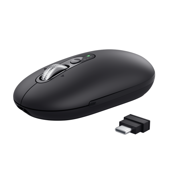 Mouse Trust Wireless Seron Hypscroll Slim 400-2400dpi 6 Botones Recargable Fsc Grs Negro