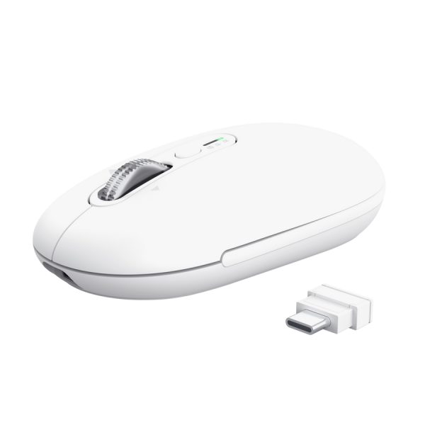 Mouse Trust Wireless Seron Hypscroll Slim 400-2400dpi 6 Botones Recargable Fsc Grs Blanco