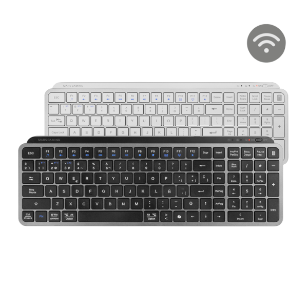 Teclado Mars Gaming Mksilenkeyses Wireless Bt + 2.4 Bateria 200h Copilot Perfil Bajo Negro