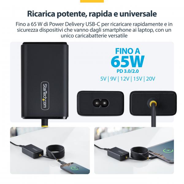 Cargador Portatil Startech 65w Usb Tipo C Negro