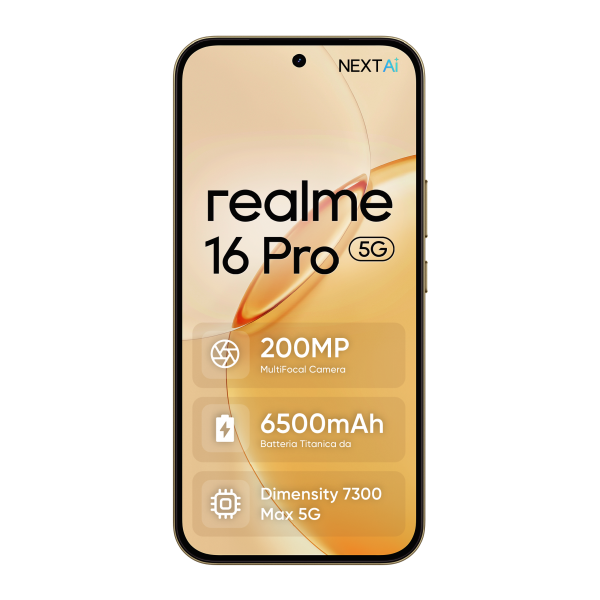 Realme 16 Pro 5G 256GB Dorado Batería de 6500 mAh 8GB de RAM Pantalla de 6.78 pulgadas