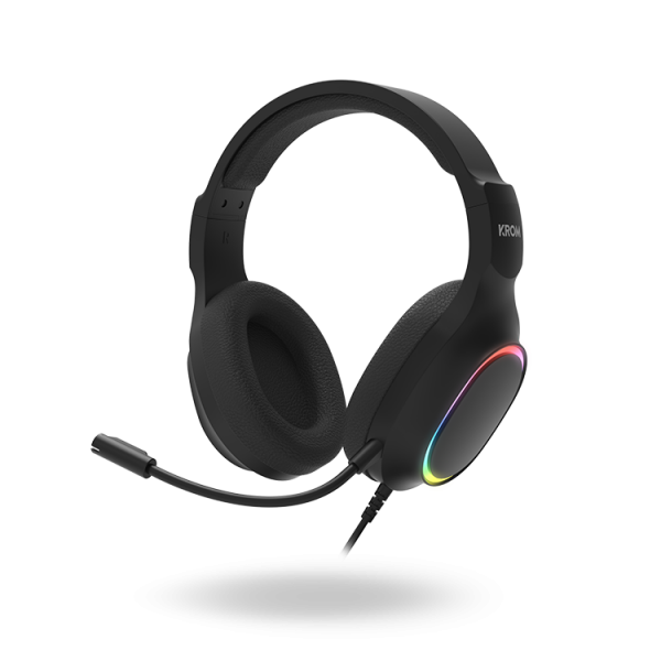 Pack Gaming con Cable KROM Kenta - Teclado Membrana  Ratón ptico  Auriculares con Micrófono  Alfombrilla  Retroiluminado Negro