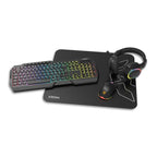 Pack Gaming con Cable KROM Kenta - Teclado Membrana  Ratón ptico  Auriculares con Micrófono  Alfombrilla  Retroiluminado Negro