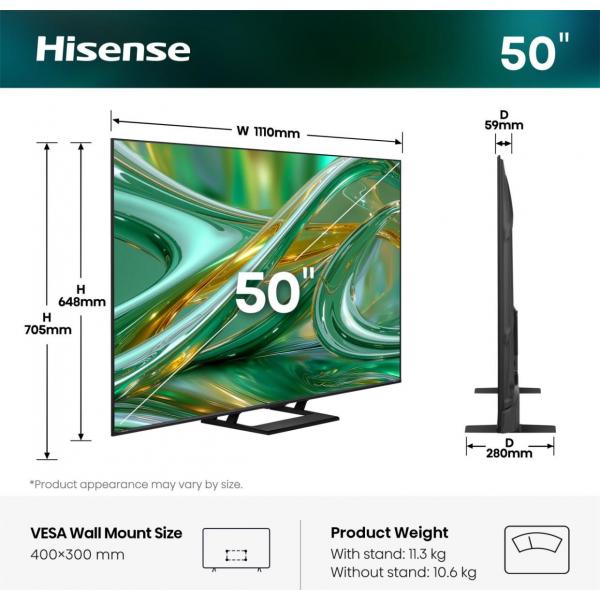 Hisense 50E8S 50 pulgadas 4K Mini LED 144Hz Dolby Vision HDR10+ VIDAA Smart TV
