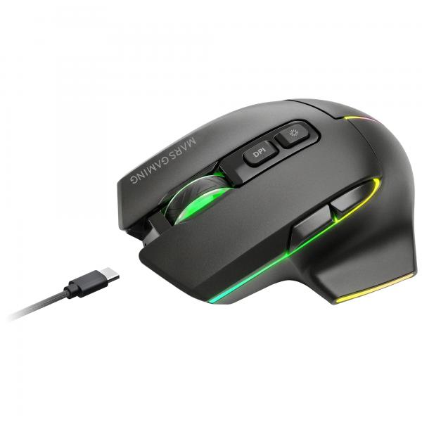 Mouse mars gaming wireless y bluetooth mmw-vector tri-mode 2.4g ghz bt 5.4 usb-c 7 botones 12000 dpi