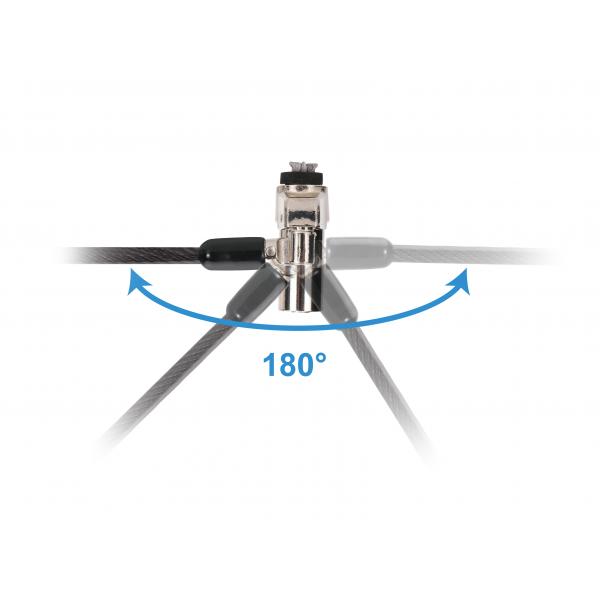 Cable De Seguridad Conceptronic Custodio02bnmt Doble Cabezal Con Llave Compatible Con Llave Maestra