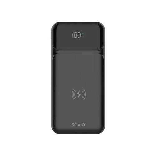 Powerbank Savio Ba-09 10000mah Qi Charging Black Hover Image