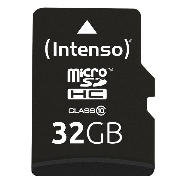 Intenso Microsd 32gb Negro/ Tarjeta De Memoria Microsd, Categoría 10 C/adpatador, 20/12mb/s