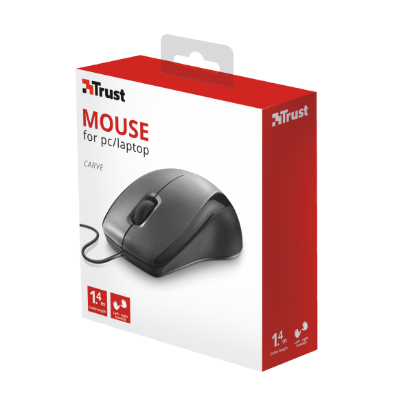 Ratón Trust Optical Mouse Carve - Black (sensor Optico De 1.000 Ppp Reales)