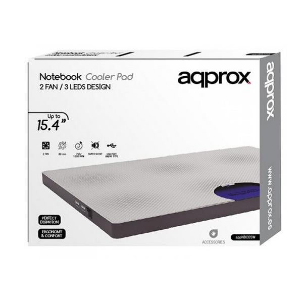 Base De Refrigeracion Para Portatiles Approx Hasta 15.4" 2 Ventiladores Y 3 Leds Color Blanco - Ofer