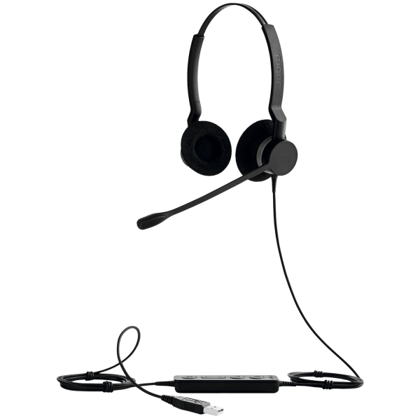 Jabra Biz 2300 Duo USB-A UC Negro