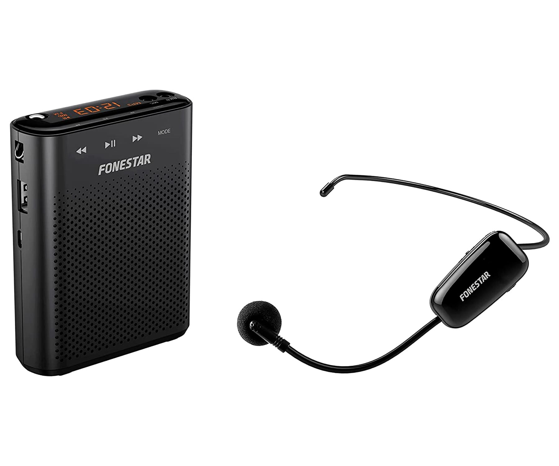 Fonestar Alta-voz-w30 Black / Amplificador Portátil Para Cintura Con Micrófono Inalámbrico