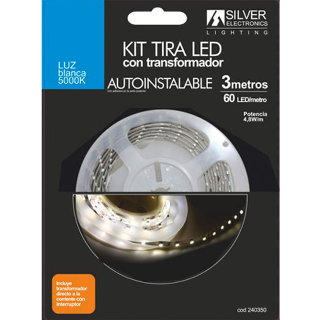 Kit Tira Led Silver Electronics 300 Lm - M - 3m - 12v - 4.8w - M - 5000k - Luz Blanca Hover Image