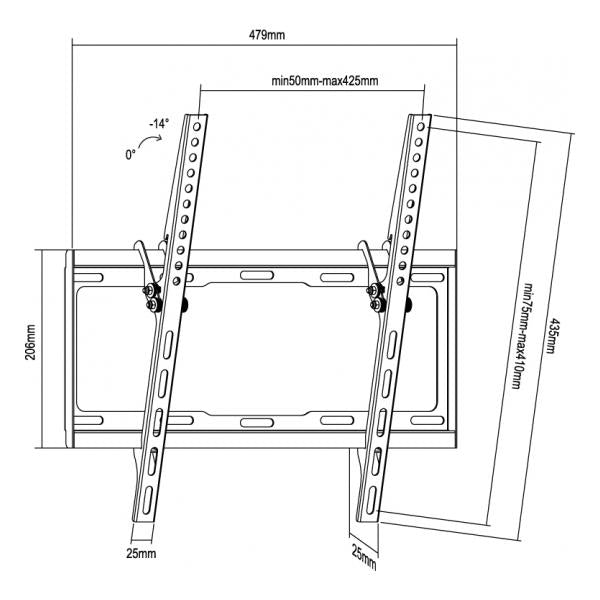 Soporte Pantalla Equip 32 Pulgadas - 55 Pulgadas Inclinable 0 - 14 Max 35 Kgs Vesa Max. 400x400