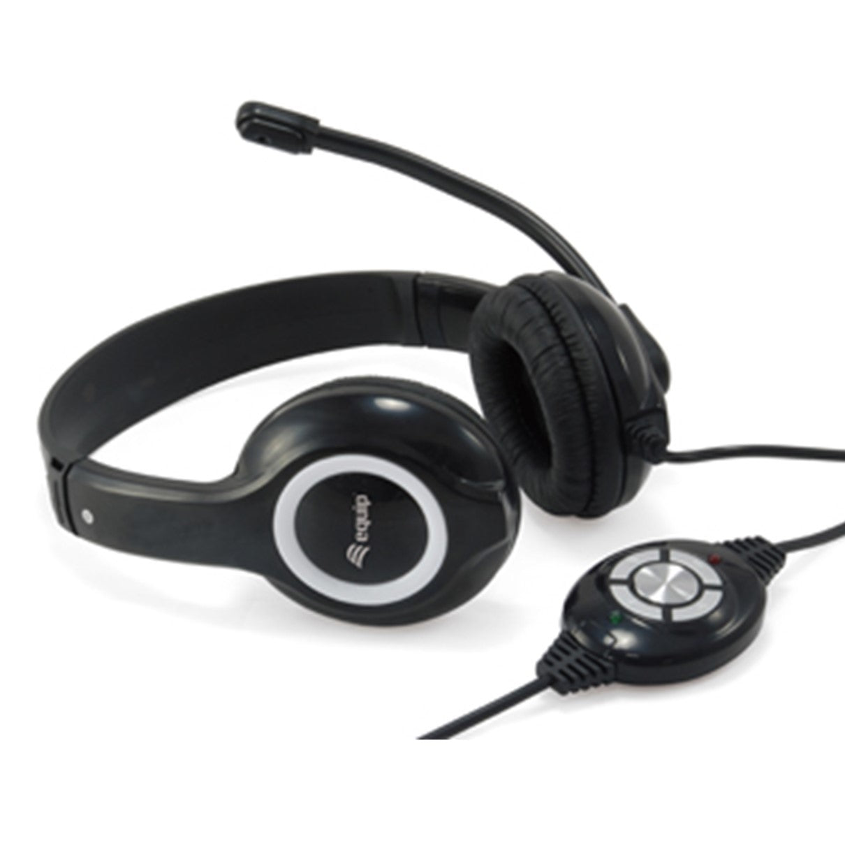 Auricular Equip Usb + Microfono Flexible Control De Volumen Negro