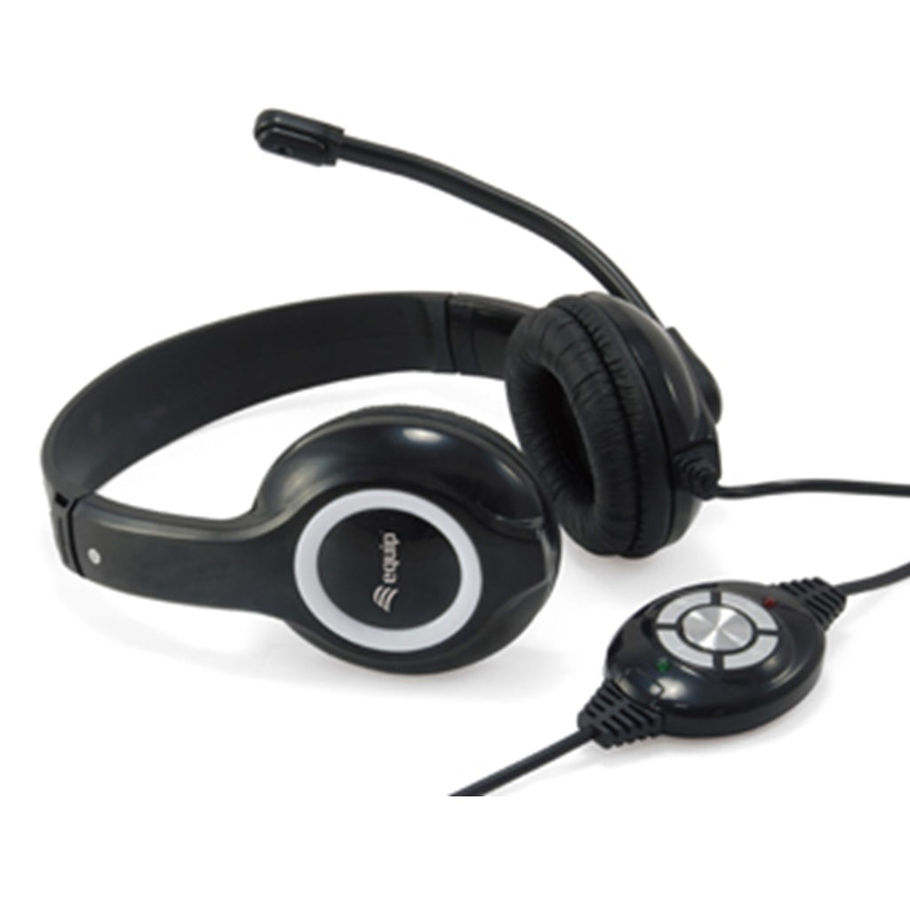 Auricular Equip Usb + Microfono Flexible Control De Volumen Negro