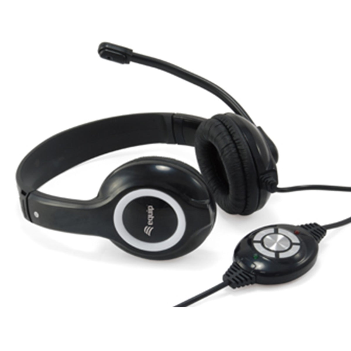 Auricular Equip Usb + Microfono Flexible Control De Volumen Negro