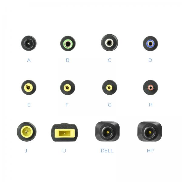 Cargador Universal Portatil Tooq Tqlc-90bs02m 90w 12 Conectores Salida Usb Negro Main Image