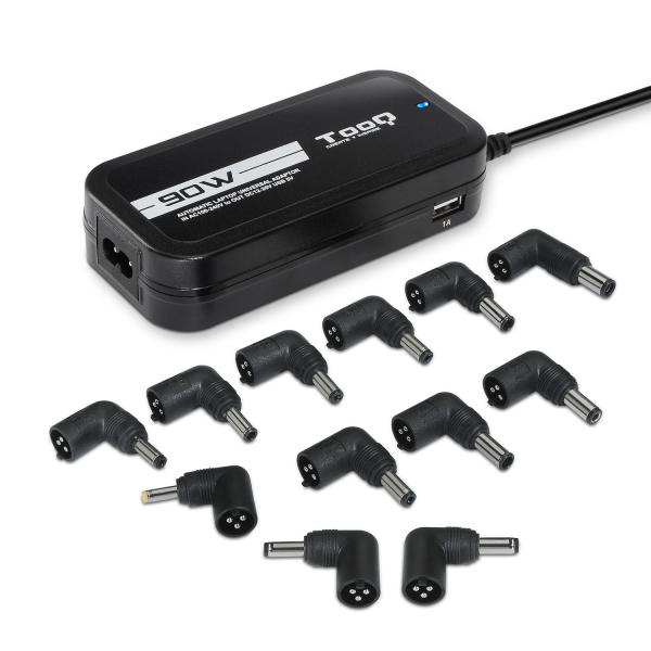 Cargador Universal De Portatil Tooq Tqlc-90bs02at 90w Automatico 12 Conectores 2 Puertos Usb
