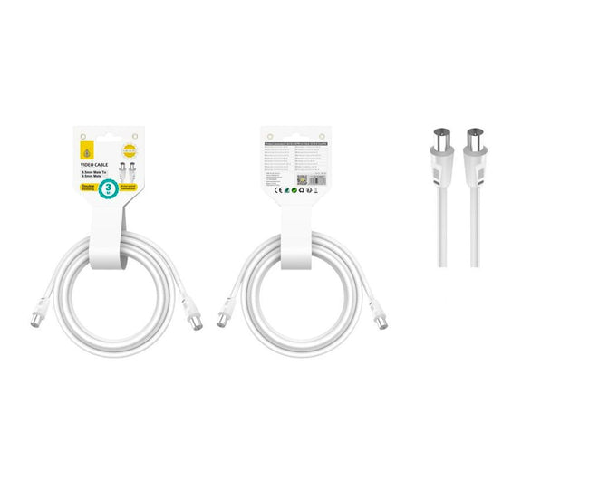 Jc Nb1490 Blanco / Cable De Video (coaxial), Conector Banado En Niquel, 9.5mm Macho A Macho, 3m Hover Image