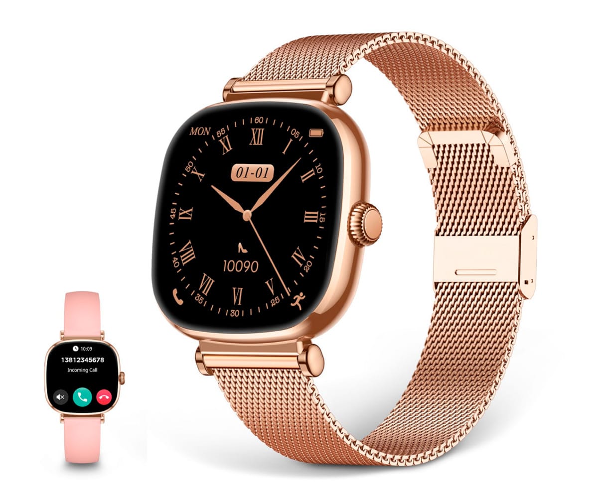 Ksix Iria Rosa / Smartwatch 1.7"/ 2 Correas (metal + Silicona)