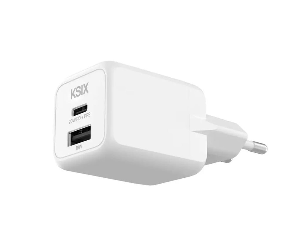 Ksix Bcd20ganacb Blanco / Cargador De Red Eléctrica 1 X Usb-c + 1 X Usb-a 20w
