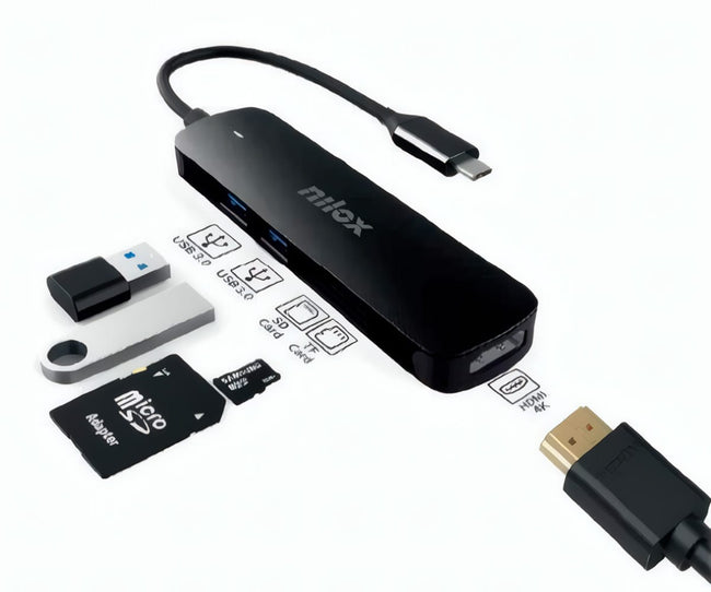 Nilox Nxdsusbc05 Negro / Adaptador Usb-c 5 En 1, Hdmi, Usb 3.2 Gen1, Sd/tf Hover Image