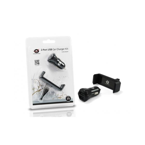 Cargador De Coche Usb Conceptronic 2 Puertos Usb + Soporte Smartphone