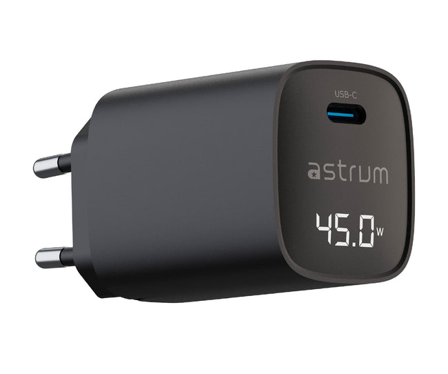 Astrum Watz45l Negro / Adaptador De Corriente Con Pantalla Led Integrada / 45w / Usb-c Hover Image
