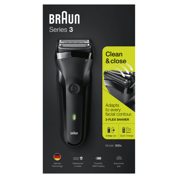 Braun Series 3 - 300S Afeitadora Eléctrica Waterproof Negro