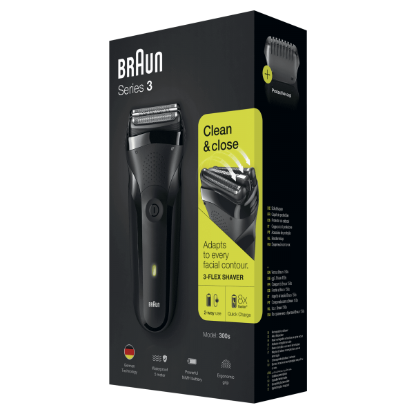 Braun Series 3 - 300S Afeitadora Eléctrica Waterproof Negro