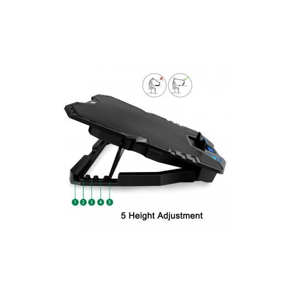 Soporte - Base Refrigeracion Para Ordenador Portatil Ewent Ew1259 - 5 Ventiladores - Hub 2 Puertos - Hasta 17 Pulgadas