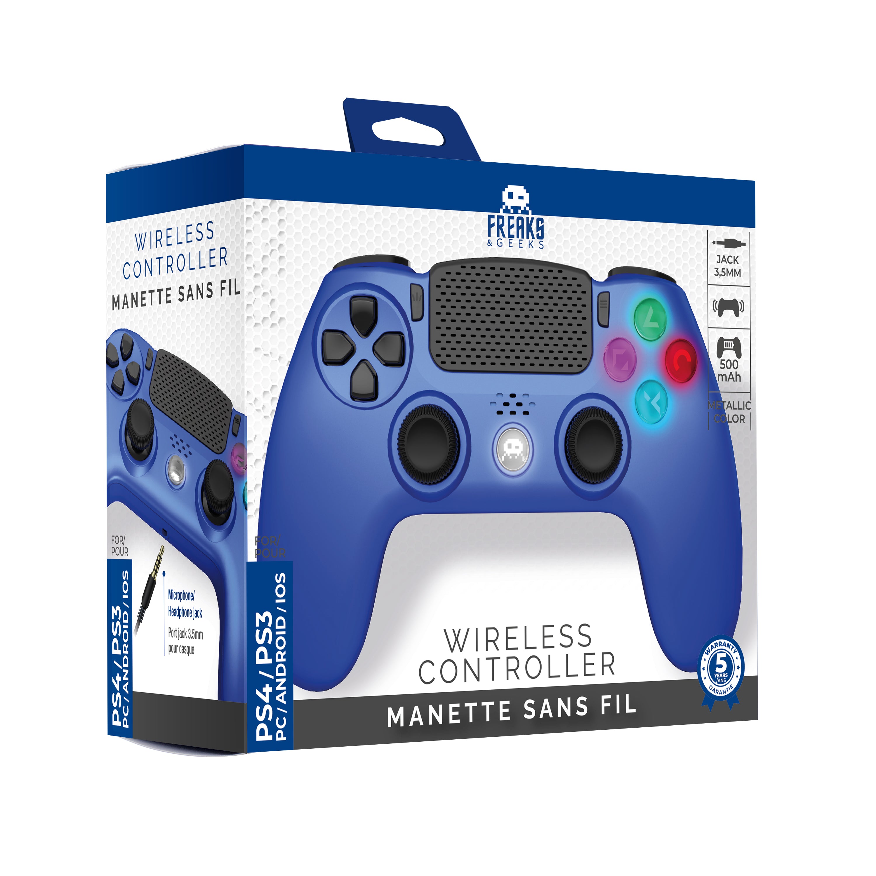 Mando Bluetooth LED Azul Metalico Freaks & Geeks Ps4 PS4 (accesorios)