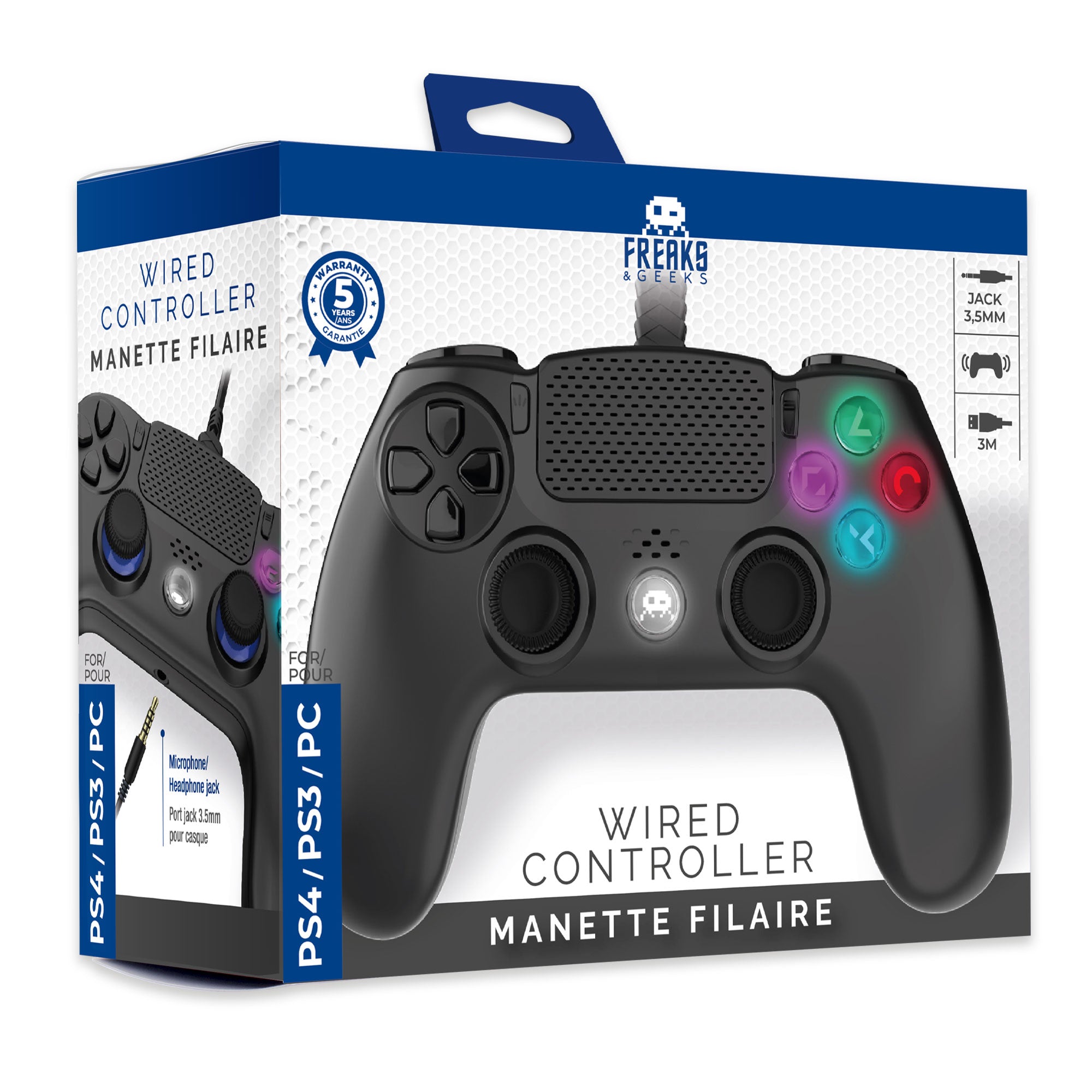 Mando con Cable Negro Freaks & Geeks Ps4 PS4 (accesorios)